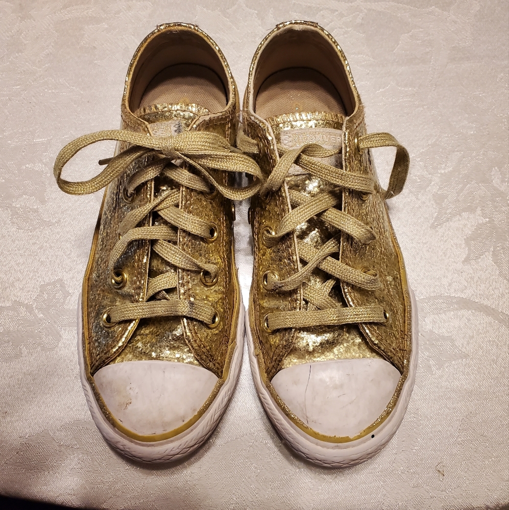 Girl Converse All Star Gold glitter sparkly size 13c